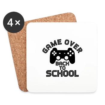GAME OVER TO SCHOOL SCHOOL INSCRIPTION SLOGAN MOTIF - Dessous de verre (lot de 4) - blanc - Devant