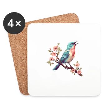Oiseau mandala - Dessous de verre (lot de 4) - blanc - Devant