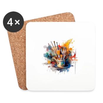Kunst und Malerei - Untersetzer (4er-Set) - Weiß - Vorne