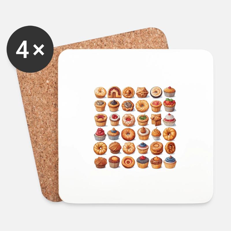 Leckere Muffins - Untersetzer (4er-Set) - Weiß