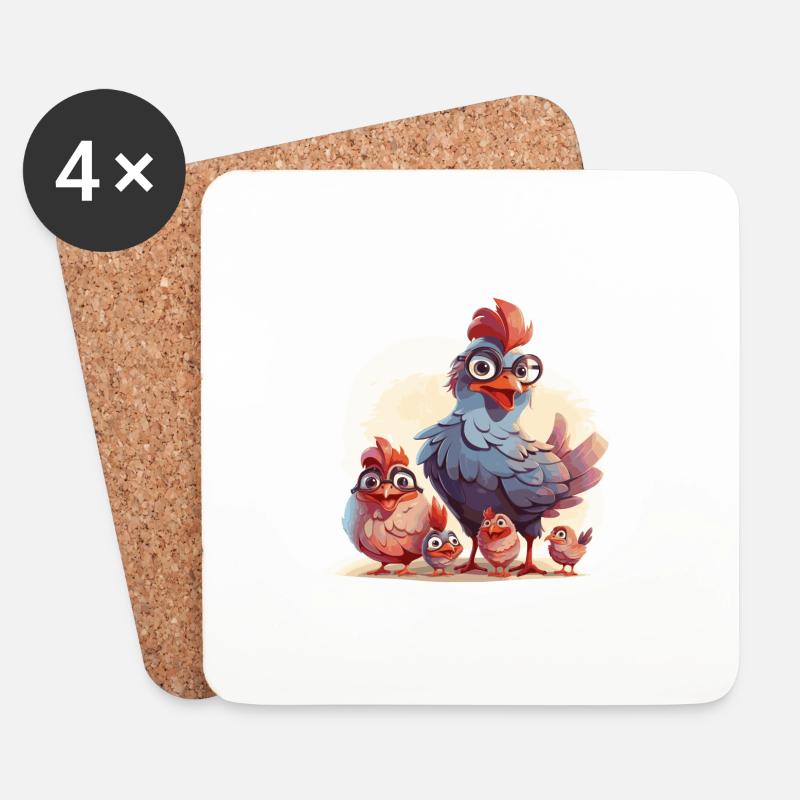 Chicken Mom - weiß - Untersetzer (4er-Set) - Weiß