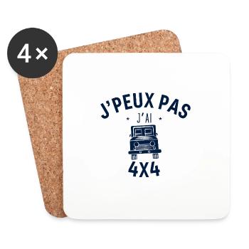 J peux pas j ai 4 X 4 - Dessous de verre (lot de 4) - blanc - Devant