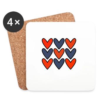 HEART. HEARTS. VALENTINE'S DAY. LOVE. LOVE. COUPLE. - Coasters (set of 4) - white - Front