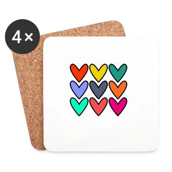 HEART. HEARTS. VALENTINE'S DAY. LOVE. LOVE. COUPLE. - Coasters (set of 4) - white - Front