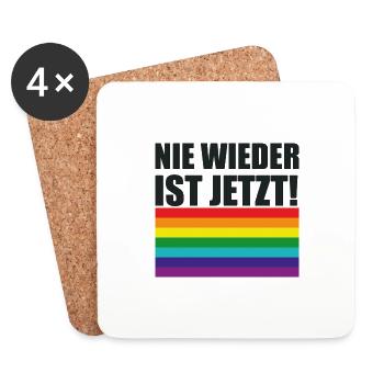 Nie Wieder Ist Jetzt Spruch Schriftzug - Untersetzer (4er-Set) - Weiß - Vorne