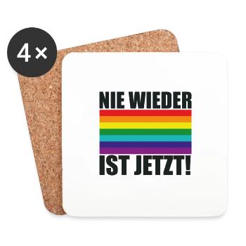 Nie Wieder Ist Jetzt Spruch Schriftzug - Untersetzer (4er-Set) - Weiß - Vorne