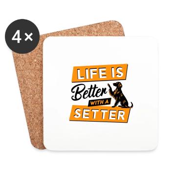 La vie est meilleure avec un setter - Vector Design - Dessous de verre (lot de 4) - blanc - Devant
