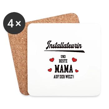 Beste Mama Installateurin Muttertag Geburtstag Geb - Untersetzer (4er-Set) - Weiß - Vorne