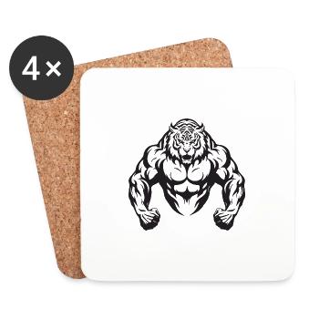 Gymnase d’entraînement de musculation Tiger - Dessous de verre (lot de 4) - blanc - Devant