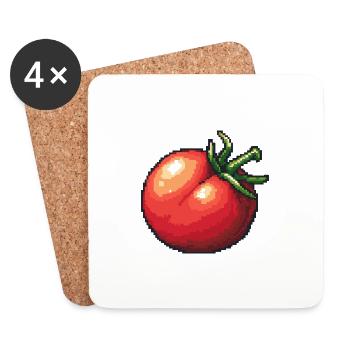 Tomate Pixel Gamer - Untersetzer (4er-Set) - Weiß - Vorne