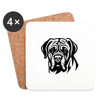 Mastiff Dog Head - Coasters (set of 4) - white - Front