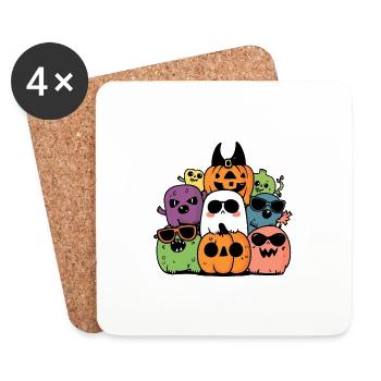 Halloween Party Figures Cool - Coasters (set of 4) - white - Front
