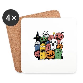 Halloween Comic Party Crew - Untersetzer (4er-Set) - Weiß - Vorne