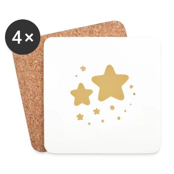 Design ludique d’étoiles jaunes - Dessous de verre (lot de 4) - blanc - Devant