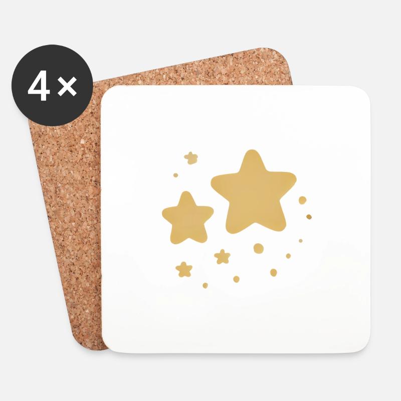 Verspieltes Design mit gelben Sternen - Untersetzer (4er-Set) - Weiß