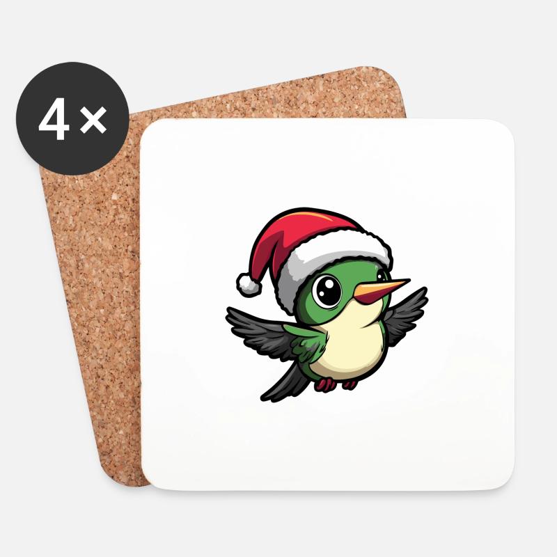 Kolibri Vogel Weihnachten Christmas - Untersetzer (4er-Set) - Weiß