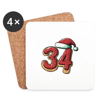 34 Numéro Noël - Dessous de verre (lot de 4) - blanc - Devant