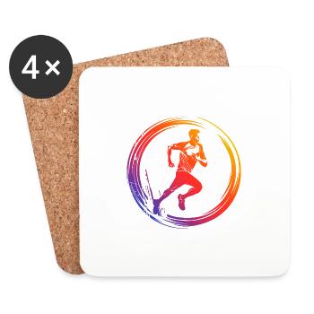 Running Marathon Silhouette Bunt - Untersetzer (4er-Set) - Weiß - Vorne