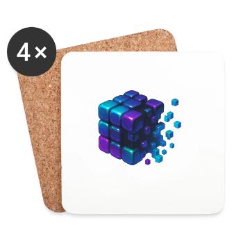 Digital Cube Explosion - Untersetzer (4er-Set) - Weiß - Vorne