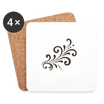 Tourbillon de fleurs ornementales brunes - Dessous de verre (lot de 4) - blanc - Devant
