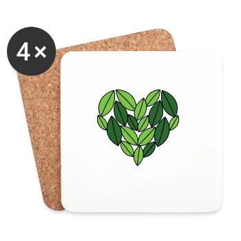 Coeur de feuille Nature Design - Dessous de verre (lot de 4) - blanc - Devant