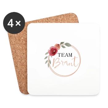 Team Braut - Vintage Blumen - Untersetzer (4er-Set) - Weiß - Vorne