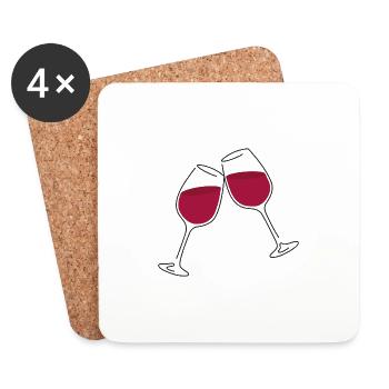 Wine glasses lineart - Coasters (set of 4) - white - Front