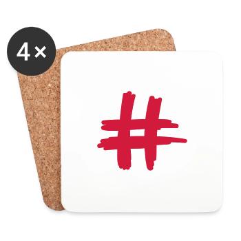 Hashtag Symbole Zeichen - Untersetzer (4er-Set) - Weiß - Vorne