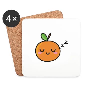 Niedlich Müde Orange - Untersetzer (4er-Set) - Weiß - Vorne