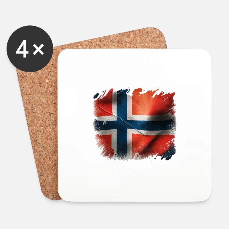 Norwegen Flagge - Untersetzer (4er-Set) - Weiß