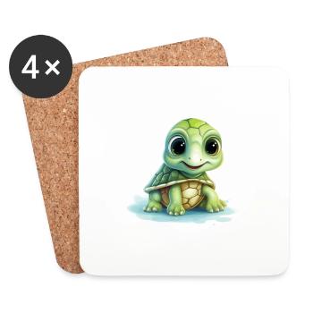 little cute turtle - Coasters (set of 4) - white - Front