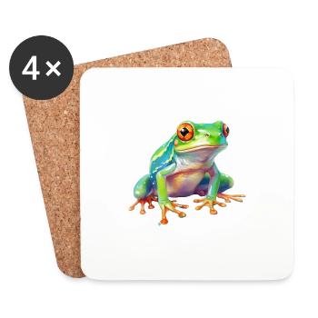Wasserfarbe Frosch - Untersetzer (4er-Set) - Weiß - Vorne