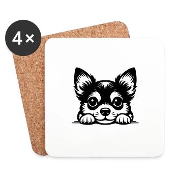 Reclining Chihuahua Vector Design - Coasters (set of 4) - white - Front