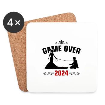 Game Over 2024 Hochzeit - Untersetzer (4er-Set) - Weiß - Vorne