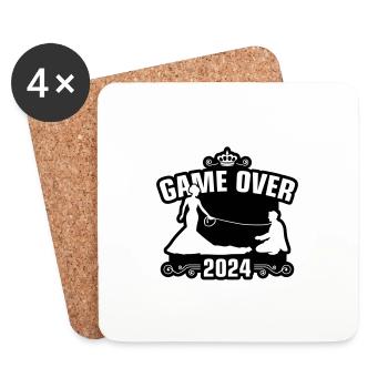 Game Over 2024 Hochzeit - Untersetzer (4er-Set) - Weiß - Vorne