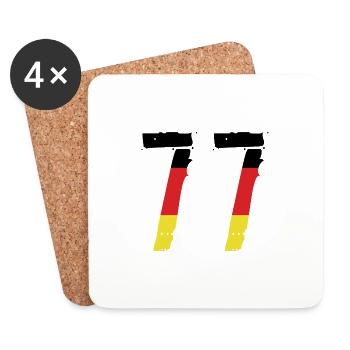 77 Zahl Deutschland Trikot - Untersetzer (4er-Set) - Weiß - Vorne