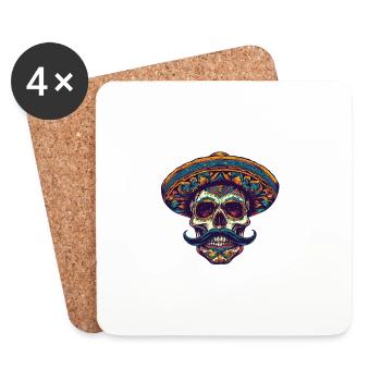 Crâne mexicain - Dessous de verre (lot de 4) - blanc - Devant