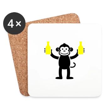 Monkey With Beer Funny Party - Coasters (set of 4) - white - Front
