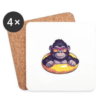 Gorilla Sommer Comic - Untersetzer (4er-Set) - Weiß - Vorne