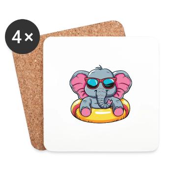 Elephant Summer Comic - Coasters (set of 4) - white - Front