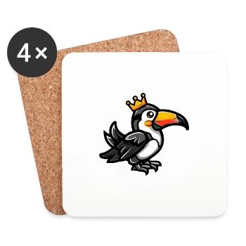 Tukan Vogel Comic Krone - Untersetzer (4er-Set) - Weiß - Vorne
