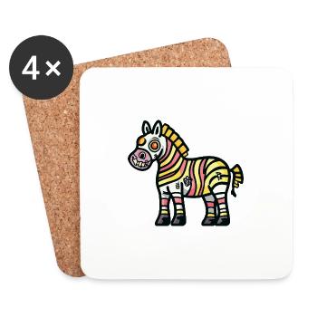Zebra Halloween Comic Zombie - Untersetzer (4er-Set) - Weiß - Vorne
