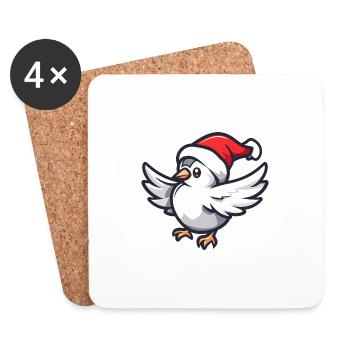 Taube Vogel Weihnachten - Untersetzer (4er-Set) - Weiß - Vorne
