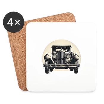Voiture vintage classique design rétro - Dessous de verre (lot de 4) - blanc - Devant
