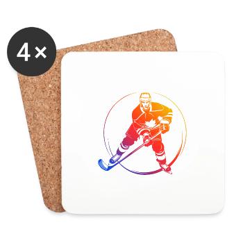 Hockey Spieler Bunt - Untersetzer (4er-Set) - Weiß - Vorne