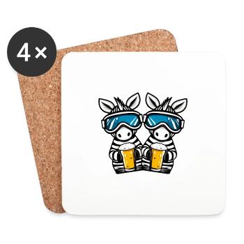 Zebra Ski Team Bier - Untersetzer (4er-Set) - Weiß - Vorne