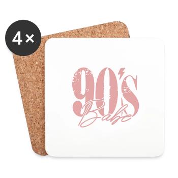Vintage 90's Babe Shirt - Coasters (set of 4) - white - Front