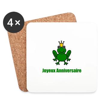 GRENOUILLE. ANIMAL. HUMOUR. HAPPY BIRTHDAY. JOYEUX - Dessous de verre (lot de 4) - blanc - Devant