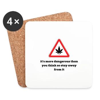 Weed Herbe Fubage Danger Interdiction - Dessous de verre (lot de 4) - blanc - Devant