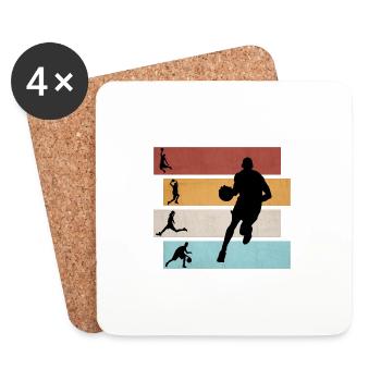 Basketball - Basket-ball joueurs de | colorés Cadeau - Dessous de verre (lot de 4) - blanc - Devant